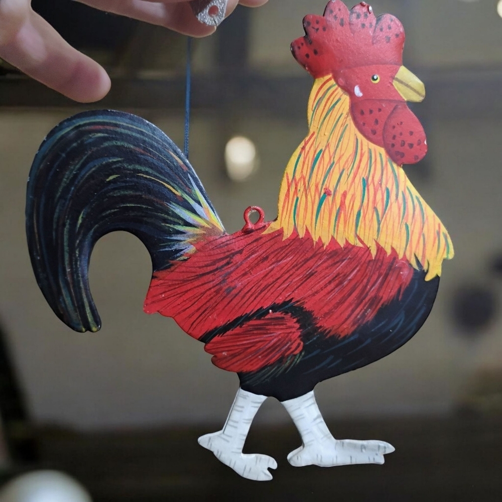 Hanging Metal Rooster Vintage Rare Collectible.
